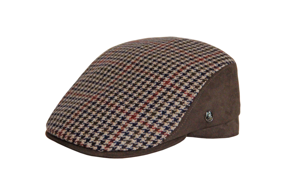 Dark blue flat cap.